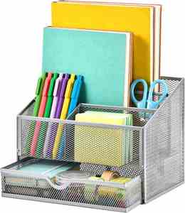 Organizador de Escritorio Metálico con Recubrimiento en Polvo, 4 Compartimentos, para Accesorios de Oficina y Papelería - Product Image 5