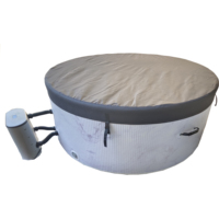 Bain à remous gonflable portable de forme ronde pour 4 personnes, bain à remous extérieur, spa, massage à bulles, petite pompe