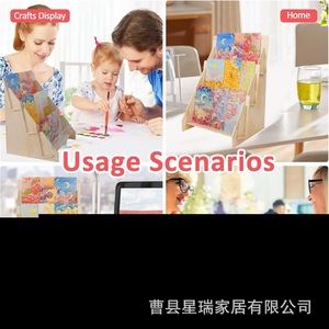 Wooden Multi Layer Magazine Rack 3 Tier <b>Desktop</b> Storage Organizer For Books And Magazines Solid Wood <b>Shelves</b> - Product Image 3