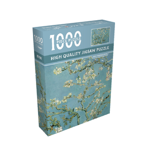 Puzzle d'art Van Gogh Fleur d'Amandier 1000 pièces, finition mate, carton épais gris, pour adultes, vente en gros OEM - Product Image 1