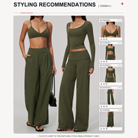 Ensemble de yoga 2 pièces personnalisé pour femme, manches longues, taille haute, respirant, coupe ajustée, tendance automne, vêtements de sport athleisure