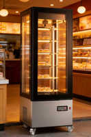 Vitrine à gâteaux murale commerciale avec étagère rotative à 360° en verre et acier inoxydable, électrique, certifiée CE ETL, pour usage commercial en buffet