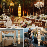 Haute qualité nouveau Design décoration de scène d'événement de mariage Guide routier pièce maîtresse métal et verre Led lumière de mariage
