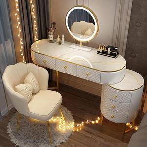 <span class=keywords><strong>Table</strong></span> de toilette avec tiroirs de rangement, coiffeuse en bois massif, style moderne, luxe léger, miroir, quincaillerie en acier inoxydable, meubles de chambre à coucher - Product Image 1