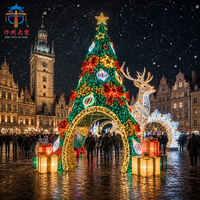 Riesiges Outdoor-Weihnachtsbaum- und Rentier-Seidenlaternen-Set, Handgefertigte Festliche Feiertagsdekoration für Kommerzielle Plätze und Gärten