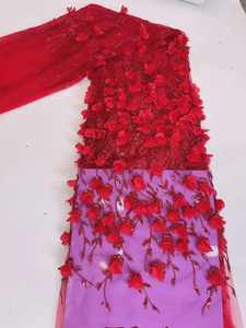 Tissu en dentelle brodée 3D de haute qualité nigériane, dentelle africaine écologique pour robes de soirée et de mariage - Product Image 3