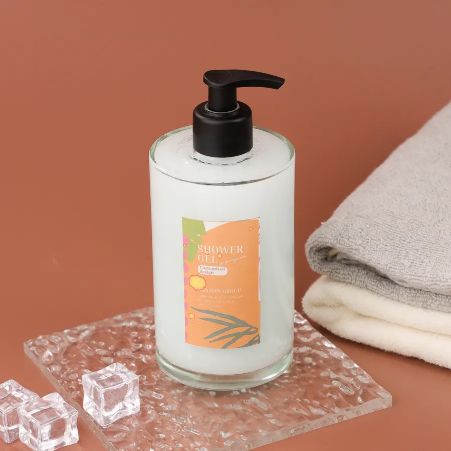 400 מותאם אישית מ "ל זכוכית ידיים סבון יוקרה מלון שירותים שירותים משאבת גוף כביסה ריקה מקלחת ריק ג 'ל