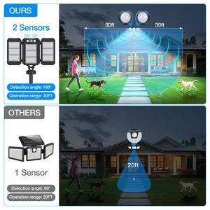 3 đầu năng lượng mặt trời tường ánh sáng ngoài trời Led cảm biến chuyển động IP65 không thấm nước an ninh không dây ABS vườn đèn - Product Image 4