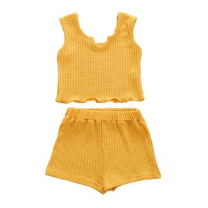 Ensembles d'été pour filles 2022, ensembles de vêtements pour filles, débardeur sans manches uni et short, ensemble 2 pièces - Product Image 2
