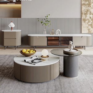 Mesa de centro redonda con cajón de madera, mueble de Interior de diseño táctico y hermoso - Product Image 4