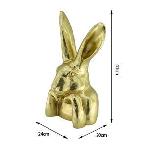 تماثيل أرنب بلاستيكية مطلية بالبلاتين والذهب تمثال أرنب ذهبي لديكور عيد الفصح - Product Image 4
