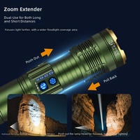Lampe torche LED populaire zoomable, laser tricolore, rechargeable, batterie externe, super lumineuse, télescopique, pour camping et pêche en extérieur