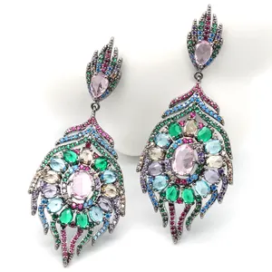 다채로운 기하학 귀걸이 여성, 보헤미안 쥬얼리 컬러 귀걸이 여성