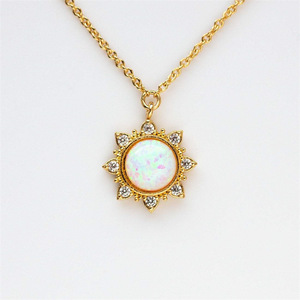 Ins Stijl Eenvoudige Maansteen Achthoekige Diamond Ketting 18K Vergulde Modieuze Hanger Ketting - Product Image 2