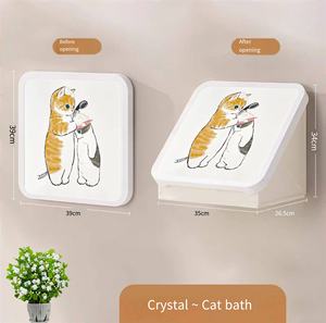 <span class=keywords><strong>Mural</strong></span> de cristal para baño, caja de almacenamiento, organizador de accesorios plegable, estante de armario plegable para colgar en la pared sin perforaciones impermeables - Product Image 1