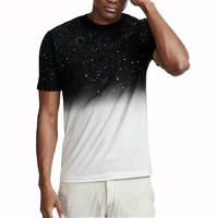 T-shirts d'été unisexes à manches courtes en coton tricoté de haute qualité respirant avec strass graphiques scintillants OEM grande taille pour hommes