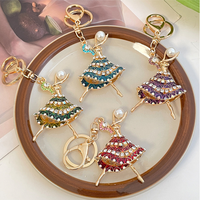En gros Porte-clés Ballerine en Strass et Cristal, Breloque de Sac en Métal, Pendentif Perle, pour Filles et Danseuses de Ballet