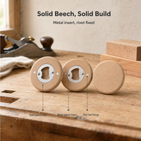 Ouvre-bouteille souvenir en bois avec insert métallique, ouvre-bouteille rond en bois pour bière artisanale, outil de bar pour cadeau de fête à domicile