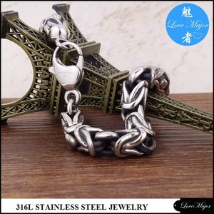Bracelet en argent rond lourd, chaîne byzantine royale, solide, fait à la <span class=keywords><strong>main</strong></span> - Product Image 6