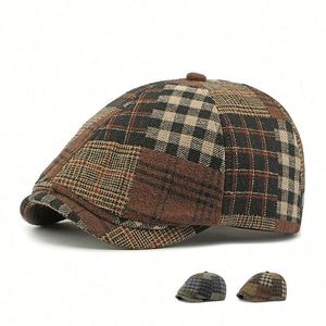 2024 New Autumn Winter Splicing Beret British Retro Cap 6 Panels Ivy <b>Hat</b> Painter <b>Hat</b> - Product Image 2