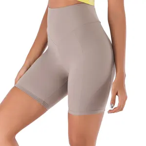 Pantalones cortos de Yoga de alta calidad para mujer, de cintura alta, transpirables, suaves