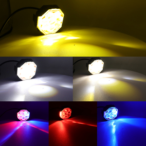 Projecteurs LED octogonaux pour moto à 5-8 lentilles, système d'éclairage automatique à puce CREE 3570, feux auxiliaires antibrouillard clignotants rouge et bleu - Product Image 6