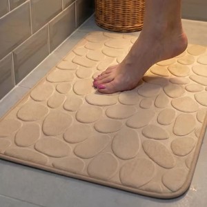 Tapis de bain Cangming en polaire corail absorbant et antidérapant, couleur unie, style moderne et simple, ensemble de tapis de sol pour salle de bain, lavable à la main - Product Image 2