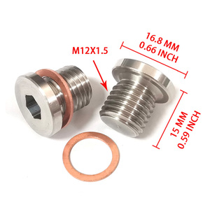 ซีรีส์ M12 ใหม่ (1.25/1.5/1.75) ปลั๊กหกเหลี่ยมสแตนเลสเกรดสูง 304 พร้อมแหวนซีลทองแดง ป้องกันการรั่วซึม ชุบนิกเกิล สำหรับเครื่องยนต์ - Product Image 4