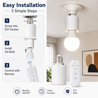 Interrupteur intelligent sans fil E27 avec télécommande et minuterie, AC85-265V, support de lampe à vis en PC, certifié CE RoHS, garantie 1 an