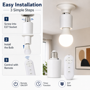 E27 <b>Wireless</b> Remote Control Smart Timer Switch AC85-265V PC Material <b>Lamp</b> Holder for Baby Room Bedroom Home Use - Product Image 5