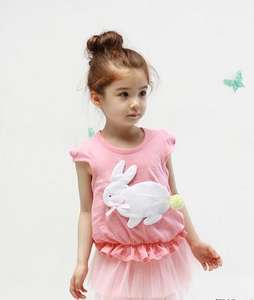 เสื้อยืดเด็กแขนสั้นลายกระต่ายน่ารักสำหรับเด็กผู้หญิง ขายส่งจากซัพพลายเออร์จีน - Product Image 3