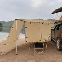 Auvent de voiture tendance en tissu Oxford, tente latérale imperméable et pare-soleil, 2000-3000mm, quatre saisons, monté sur véhicule, Kahki