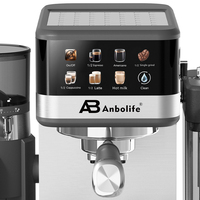 Machine à café semi-automatique compacte Anbolife 20 bars avec écran couleur programmable, moulin intégré et double filtre en acier inoxydable, du grain à la tasse