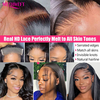 Perruque Lace Front HD Transparente 13x4 en Dentelle Suisse, Cheveux Humains Bruts Vierge Brésiliens 100%, Sans Colle, pour Femmes Noires