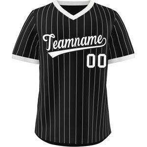 Camiseta de Béisbol Personalizada con Rayas, Cuello en V, Unisex, para Adultos, Absorbente de Humedad, Tela Tackle Twill de 340 Gramos, Nombre del Equipo 00 - Product Image 1
