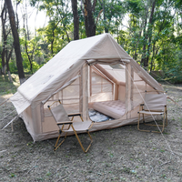 Tente de camping automatique gonflable portable pour le glamping en plein air, tente de toit pliable en Oxford avec une chambre pour le camping en famille