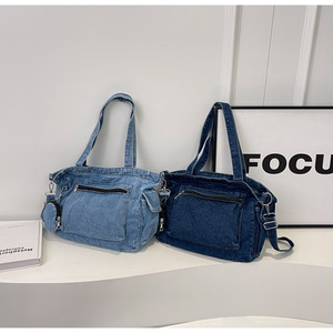 Borse a Tracolla Riutilizzabili in Denim Nero per Donne, Grandi Borse Tote in Denim di Design per Ragazze e Studentesse Universitarie - Product Image 3