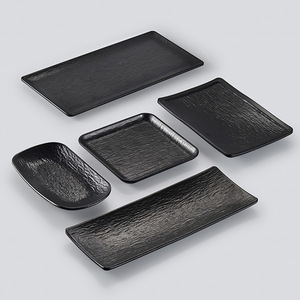 A5 Melamine Rectangular <b>Plate</b> <b>Black</b> Imitation Porcelain Snack <b>Plate</b> For Hotel Party Commercial Use - Product Image 3