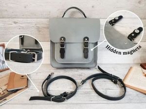 Genuine Leather Fashion <b>Backpack</b> Zipper High-quality Structured Silhouette Multiple Compartments Adjustable <b>Straps</b> Spacious Main - Product Image 2