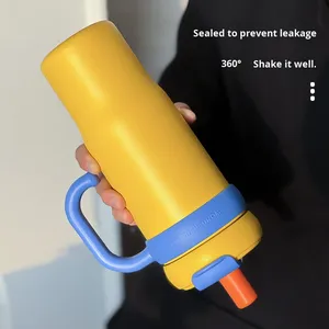 Double Wall 316/201 Stainless Steel 32 Oz 1000Ml Vacuum Insulated Sports <b>Cup</b> Handle <b>Straw</b> Sublimation Customizable 6-12 Hours - Product Image 3