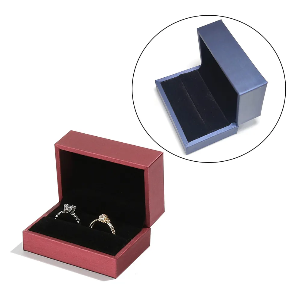 Kotak hadiah pernikahan Valentine, kotak display penyimpanan perhiasan 2 cincin pertunangan pu kulit mewah kualitas tinggi untuk cincin pernikahan
