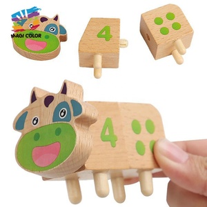 Gioco Educativo Montessori in Legno per Abbinare Numeri con Mucca, <span class=keywords><strong>Puzzle</strong></span> Matematico con Blocchi Staccabili e Pioli Impilabili W12E225 - Product Image 3