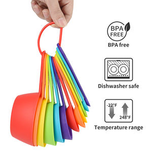 पर्यावरण के अनुकूल 12 Pcs प्लास्टिक रंगीन रसोई समर्थन के लिए मापने कप और चम्मच सेट उपकरण - Product Image 4