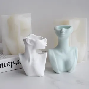 3D樹脂石膏セメントコンクリート植木鉢型クリエイティブ抽象人体型シリコン型DIY鋳造型