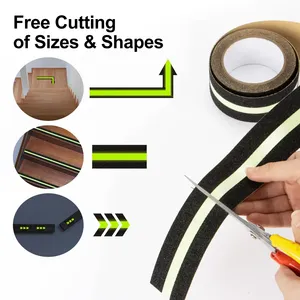 Marches <span class=keywords><strong>d</strong></span>'escalier <span class=keywords><strong>d</strong></span>écoupées sur mesure <span class=keywords><strong>en</strong></span> PVC antidérapant noir et jaune, bande abrasive de sécurité antidérapante - Product Image 4