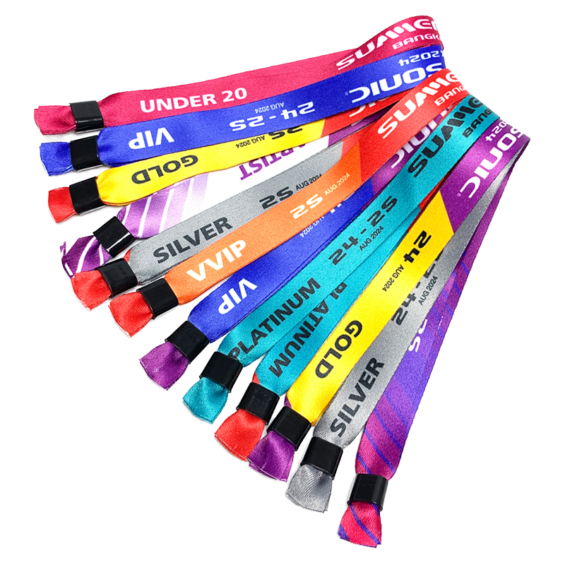 Custom Logo Printed Cloth Festival Fabric Promotional Wristband For Event 6
