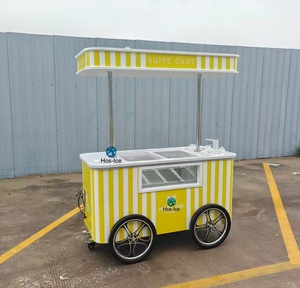 Chariot à glaces personnalisé, grand et magnifique, pour gelato, glaces et sorbets, chariot à glaces mobile à pousser à la main - Product Image 1