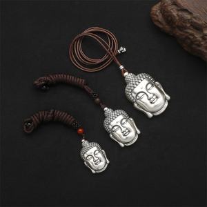 Collier pendentif vintage en <span class=keywords><strong>argent</strong></span> sterling 999, tête de <span class=keywords><strong>Bouddha</strong></span> thaïlandais porte-bonheur Amitabha - Product Image 3