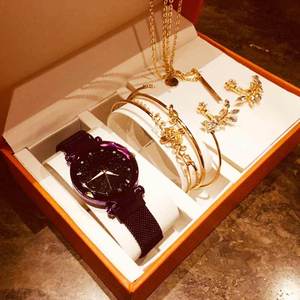 Fashion Luxury Full 6 Pcs <strong>Watch</strong> <strong>Set</strong> Diamond Necklace Earrings <strong>Set</strong> Jewelry for Women Gift - Product Image 4