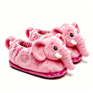 Pantuflas de Peluche de Elefante Rosa para Niñas, Zapatos Cálidos y Suaves para Interiores con Logotipo Bordado, para Niñas de 3 Años en Adelante - Product Image 4